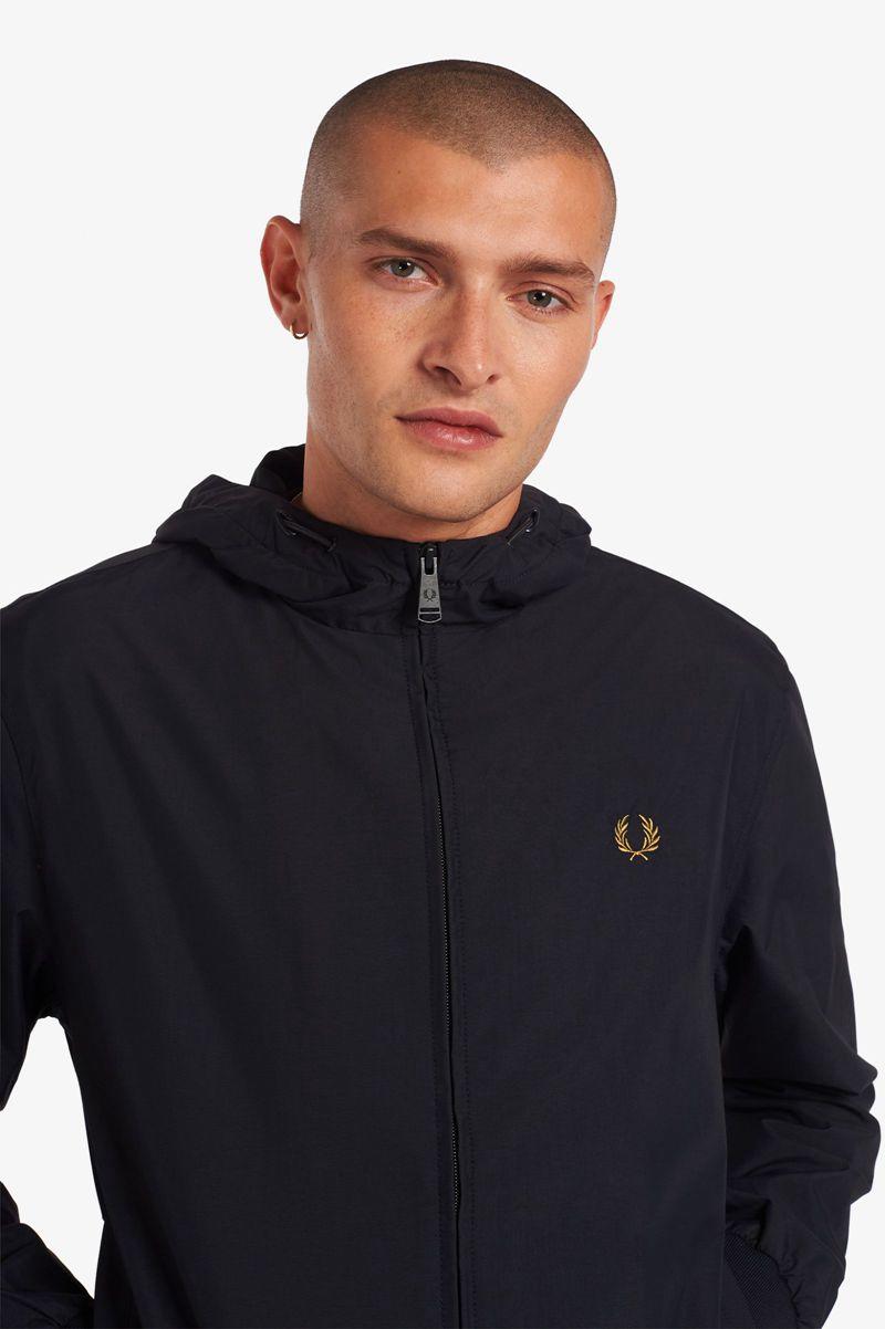 Navy Fred Perry Hooded Brentham Men's Jackets | PH 1193LISH